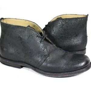 Frye Mens Chukka Phillip Boots 10.5 | Crackled Leather | Black Leather Shoes